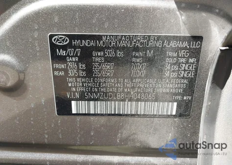 2017 Hyundai Santa Fe Sport 2.4L from USA, damaged, VIN 5NMZUDLB8HH048065
